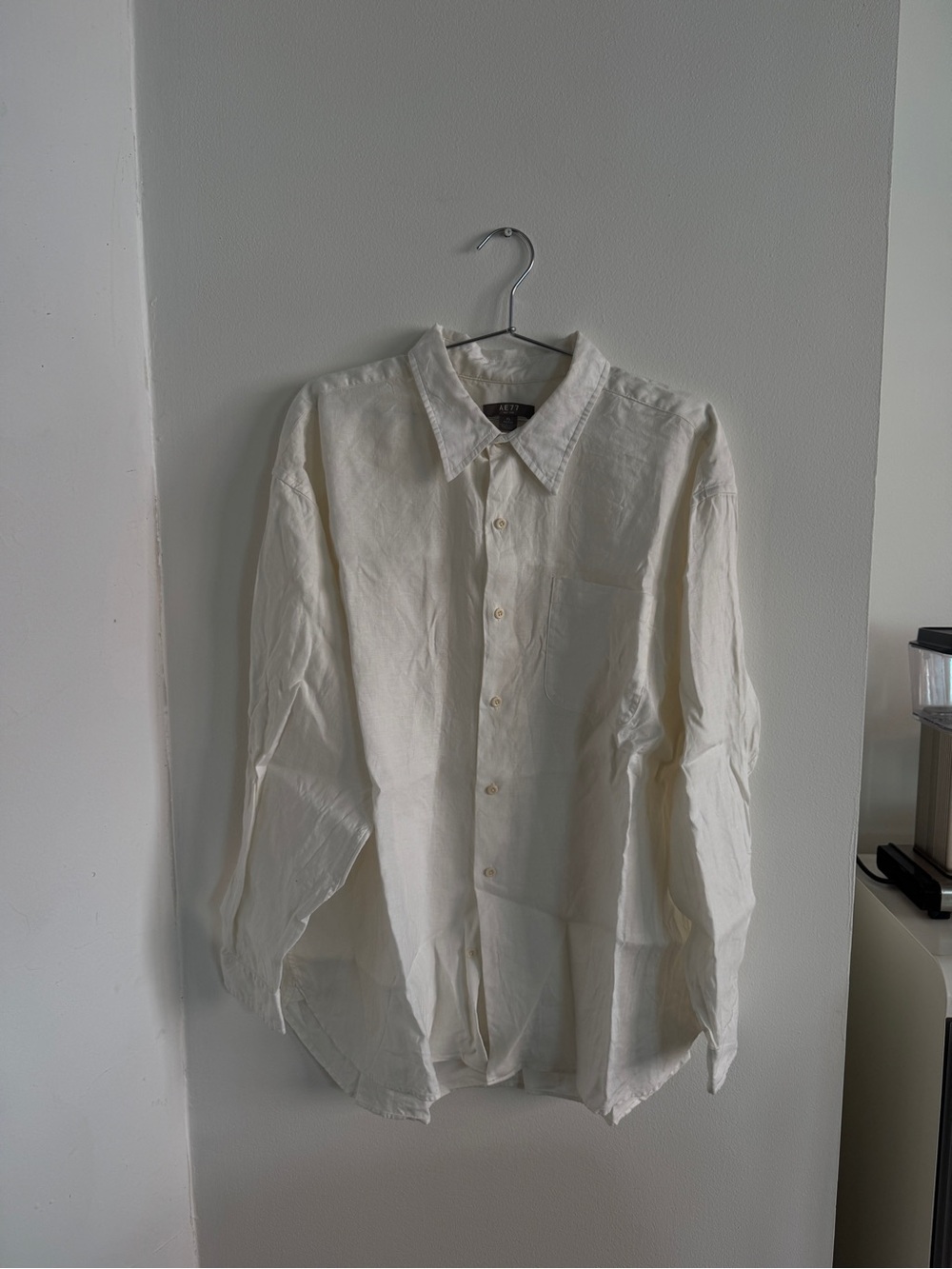 AE77 Premium Relaxed Linen Button-Up Shirt White